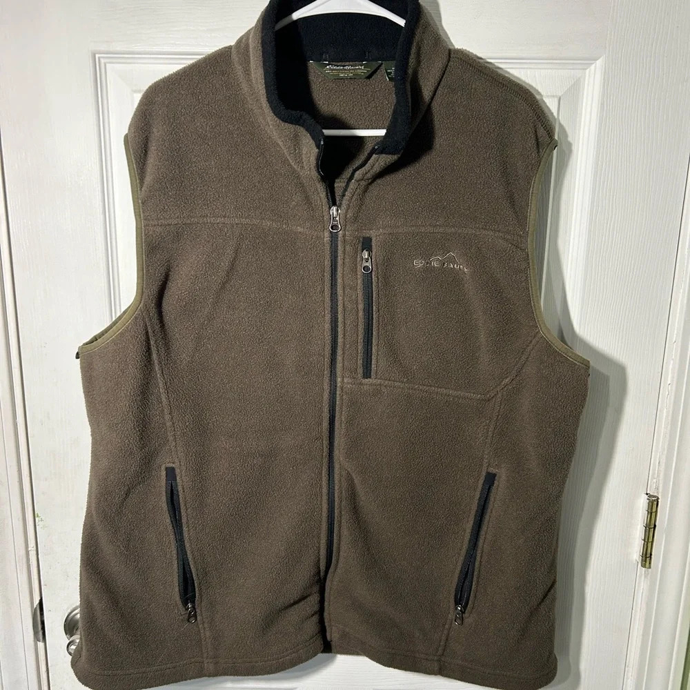 Eddie Bauer Polartec Fleece Vest. Size XL. Brown with Black Zip/Collar. - Picture 1 of 9